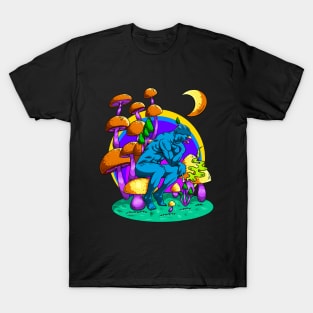 Abstract Man thinks life with mushrooms. T-Shirt